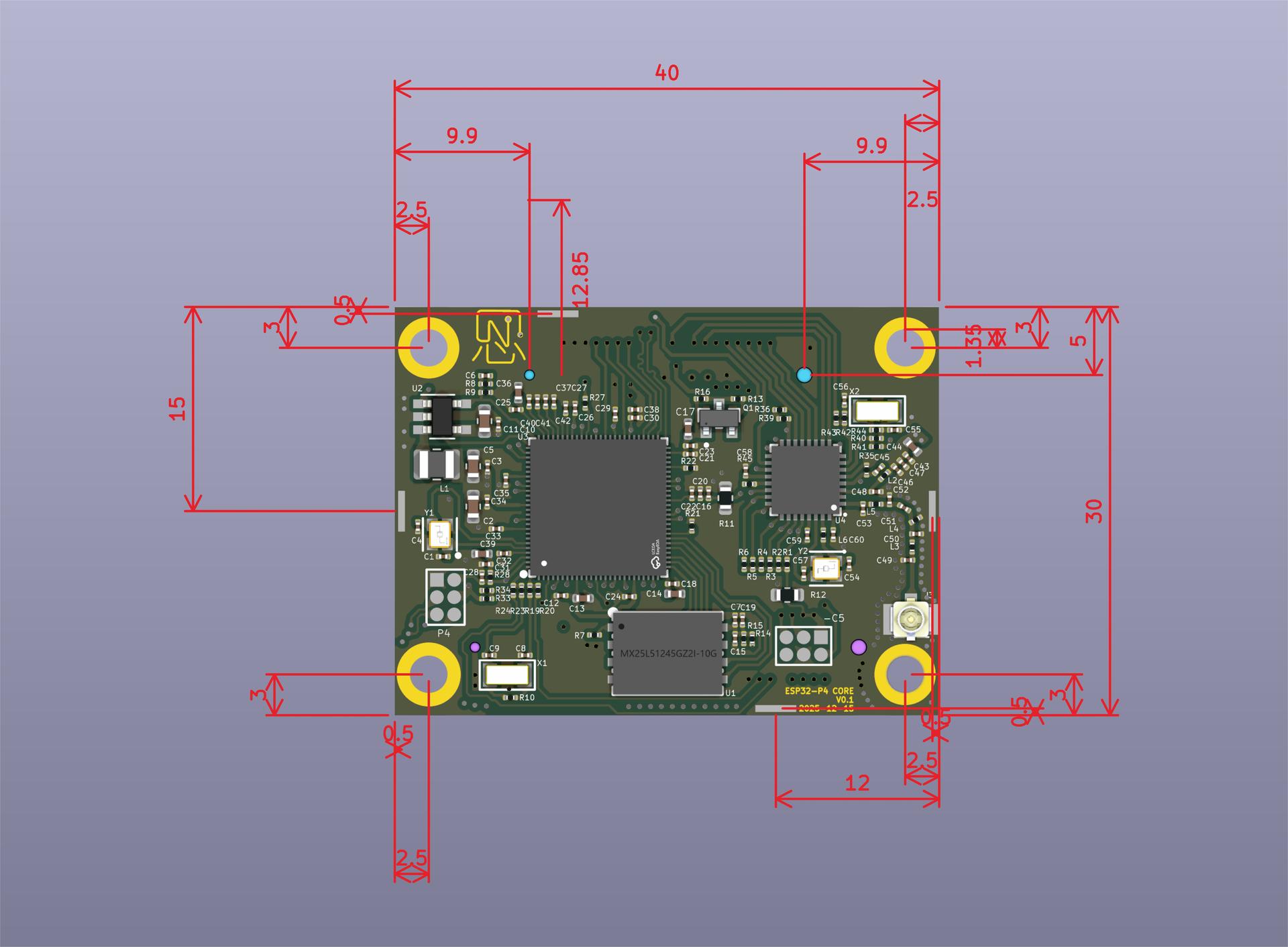 YeaCreate-ESP32-P4-CORE size